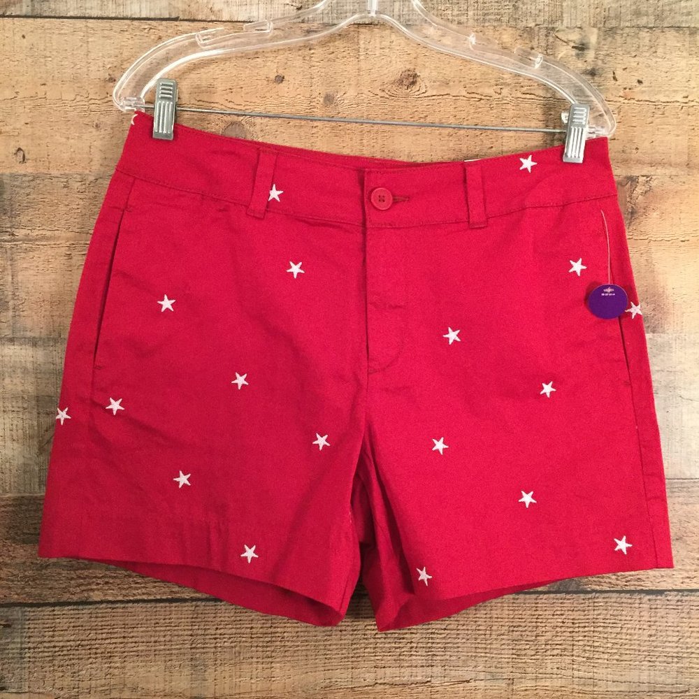 St Johns Bay Red/White Star Shorts Sz 8 NWT